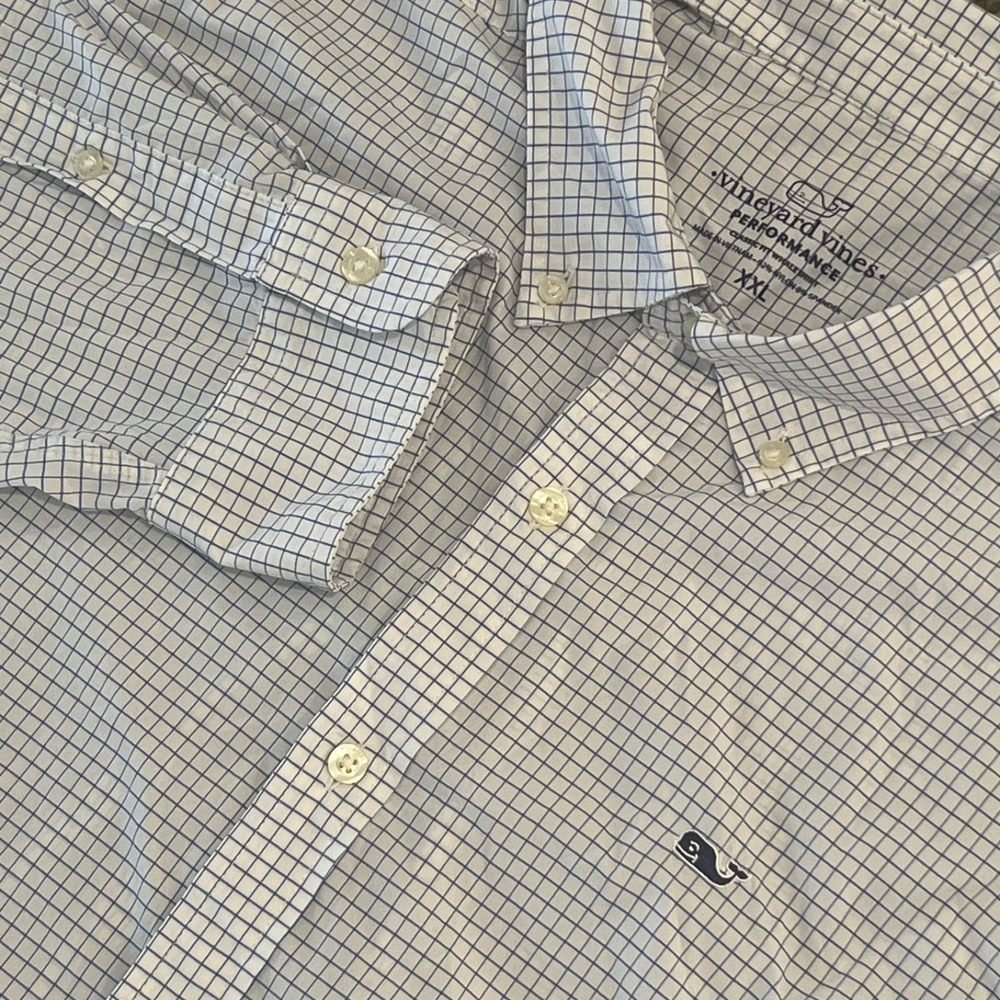 Vineyard Vines Shirt Mens XXL Blue Stripe Performance Long Sleeve Button Up